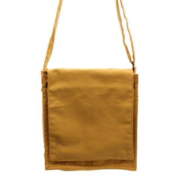 Ancient Wisdom Cotton Canvas Messenger Bag – Yellow