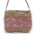 Ancient Wisdom Summer Pattern Embroidery Soft Jute Fab Fringe Bag