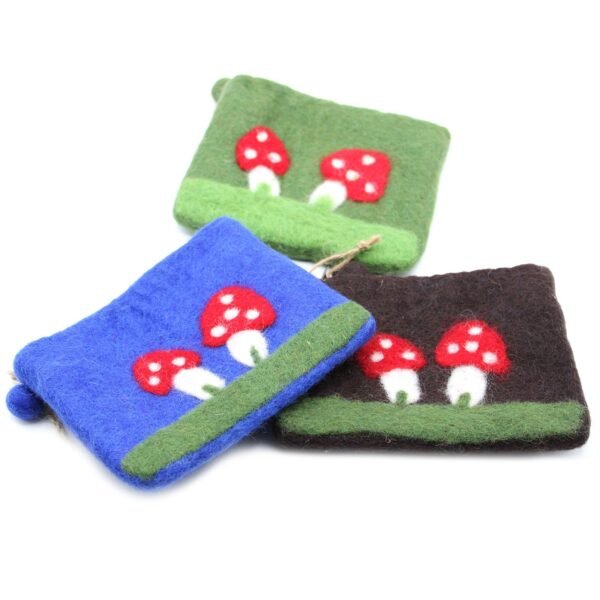 Ancient Wisdom Set of 3 Natural Felt Zipper Pouches - Mystic Mushrooms