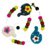 Ancient Wisdom Felt Elephants Wall Hanging (Random Colours)
