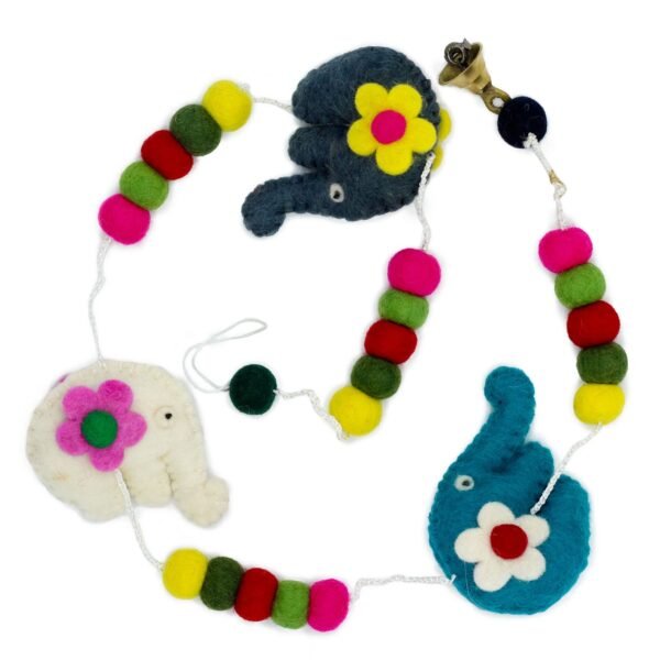 Ancient Wisdom Felt Elephants Wall Hanging (Random Colours)