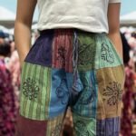 Nomad Sari Block Print Designs Green Tones Mushroom Pants (S/M) - Image 5