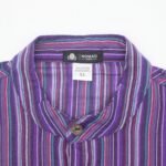 Nomad Sari Men’s Black & Purple Stripe Design Grandad Shirt (XL) - Image 2