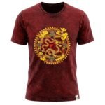 Nomad Sari Unisex Stonewashed Maroon Dragon Mandala Cotton T-Shirt (XL)