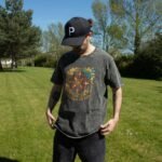 Nomad Sari Unisex Stonewashed Charcoal Compass of Life Cotton T-Shirt (Large) - Image 2