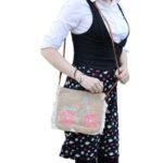 Ancient Wisdom Bicycle Embroidery Soft Jute Fab Fringe Bag - Image 2