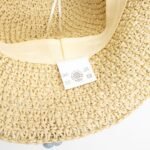 Nomad Sari Beige & Blue Flowers Design Floppy Straw Sun Hat - Image 5