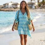Nomad Sari On The Med Collection Turquoise & Blue Bold Fish Print Kaftan