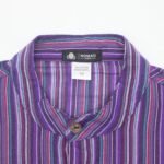 Nomad Sari Men’s Black & Purple Stripe Design Grandad Shirt (Medium) - Image 5