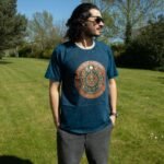 Nomad Sari Unisex Stonewashed Blue Stay Wild Moon Child Cotton T-Shirt (Medium) - Image 5