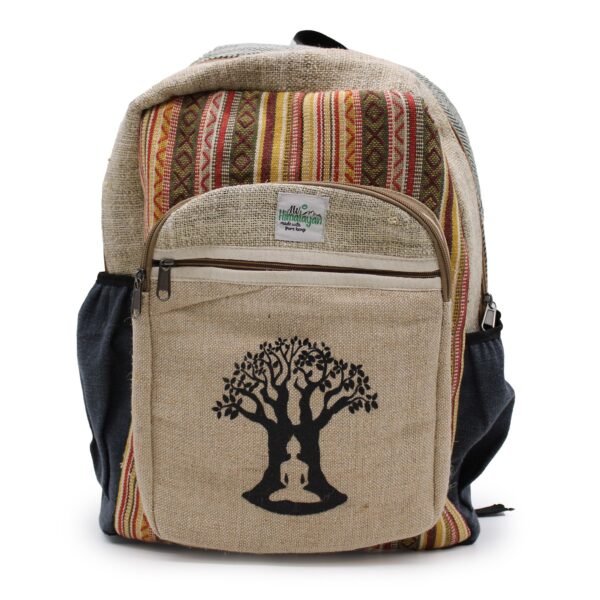 Ancient Wisdom Hemp & Cotton Bohdi Tree Design Large Backpack