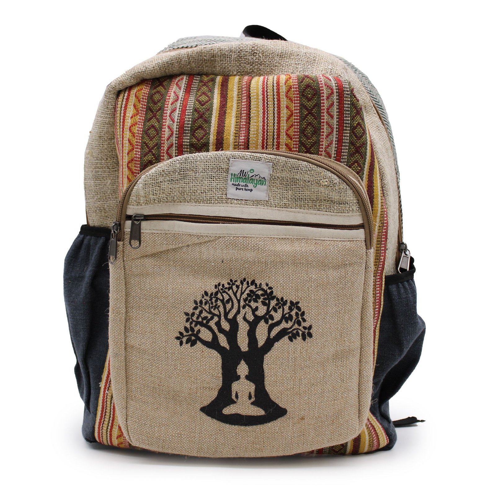 bG9jYWw6Ly9tZWRpYS8xSy82RC82MFIzMEMxRzZSUjM2RDFLLzBhZjJmNzE0LmpwZWc.jpg Ancient Wisdom Hemp & Cotton Bohdi Tree Design Large Backpack - Image 1