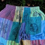 Nomad Sari Block Print Designs Green Tones Mushroom Pants (S/M) - Image 2