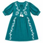 Nomad Sari On The Med Collection Turquoise with Embroidery & Tassel Dress (M-L) - Image 2
