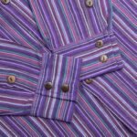 Nomad Sari Men’s Black & Purple Stripe Design Grandad Shirt (Medium) - Image 6