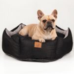 PAW Large Royal Crown Black & Grey Pet Bed (50 × 50 × 26cm)