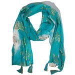 Nomad Sari Turquoise & Gold Summer Turtle Print Scarf (180 x 50cm)