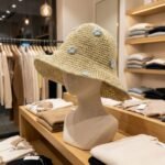Nomad Sari Beige & Blue Flowers Design Floppy Straw Sun Hat - Image 6