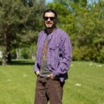 Nomad Sari Men’s Black & Purple Stripe Design Grandad Shirt (XL) - Image 8