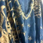 Nomad Sari Sea Blue with Gold Coral Print Kaftan - Image 2