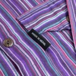 Nomad Sari Men’s Black & Purple Stripe Design Grandad Shirt (XL) - Image 7
