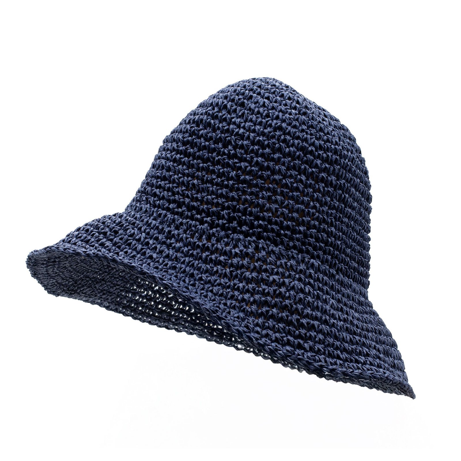 bG9jYWw6Ly9tZWRpYS8xTi82Qy82MFIzMEMxSjY0VzM2QzFOL2Q2MTZlNjRmLmpwZw.jpg Nomad Sari Plain Navy Blue Floppy Straw Sun Hat - Image 1