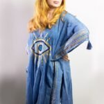 Nomad Sari Rich Blue & Gold Evil Eye Print Kaftan - Image 3