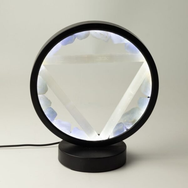 Ancient Wisdom Aquamarine & Selenite Gemstone Halo Lamp - Water