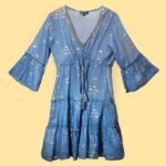 Nomad Sari Sea Blue & Gold Fish Design Print Dress (L/XL) - Image 4