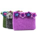 Ancient Wisdom Set of 3 Natural Felt Zipper Pouches – Four Flowers - Image 2