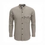 Nomad Sari Men’s Grey Stone Stripes Grandad Shirt (Large)
