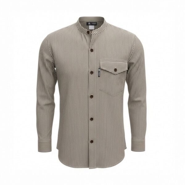 Nomad Sari Men’s Grey Stone Stripes Grandad Shirt (Medium)
