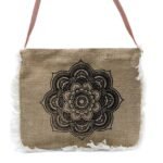 Ancient Wisdom Mandela Print Soft Jute Fab Fringe Bag