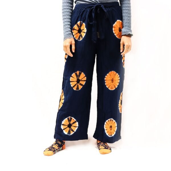 Nomad Sari Blue & Orange Japanese Style Lounge Pants (Medium)