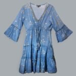 Nomad Sari Sea Blue & Gold Fish Design Print Dress (M/L) - Image 4