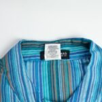 Nomad Sari Men’s Turquoise Bold Stripe Design Grandad Shirt (Large) - Image 9