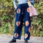 Nomad Sari Blue & Orange Japanese Style Lounge Pants (Large) - Image 2