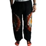 Ancient Wisdom Japanese Style Black, Chocolate & Orange Lounge Pants (Medium)