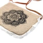 Ancient Wisdom Mandela Print Soft Jute Fab Fringe Bag - Image 4