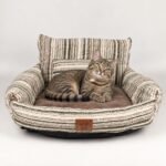 PAW Small Brown Stripe Design Sofa Style Pet Bed (50 × 50 × 26cm) - Image 10
