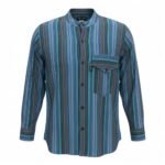 Nomad Sari Men's Turquoise Bold Stripe Design Grandad Shirt (XL)