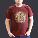 Nomad Sari Unisex Stonewashed Maroon Hamsa Cotton T-Shirt (XL)