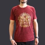 Nomad Sari Unisex Stonewashed Maroon Hamsa Cotton T-Shirt (Medium) - Image 3