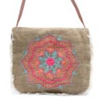 Ancient Wisdom Mandela Embroidery Soft Jute Fab Fringe Bag