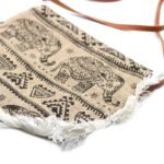 Ancient Wisdom Elephant Print Soft Jute Fab Fringe Bag - Image 3