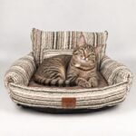 PAW Small Brown Stripe Design Sofa Style Pet Bed (50 × 50 × 26cm) - Image 12