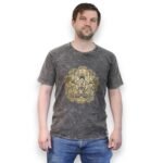 Nomad Sari Unisex Stonewashed Dark Grey Hamsa Cotton T-Shirt (Medium) - Image 2