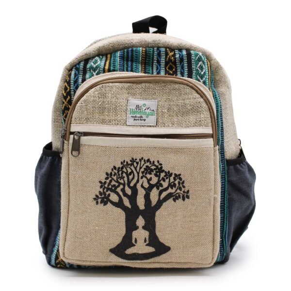 Ancient Wisdom Hemp & Cotton Bohdi Tree Design Small Backpack