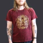 Nomad Sari Unisex Stonewashed Maroon Hamsa Cotton T-Shirt (Large)