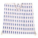 Nomad Sari On The Med Collection White & Blue Bold Fish Print Kaftan - Image 2